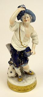 Antique Dresden porcelain figurine "Boy With Grapes"
