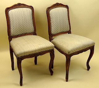 Pair of 19/20th Century French Louis XV style Carved Beechwood Side Chairs.