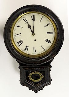 Antique Wood Pendulum Schoolhouse Clock.