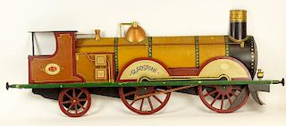 Vintage 1970's Painted Metal "Gladstone Locomotive" Wall Hanging. Moveable Wheels.
