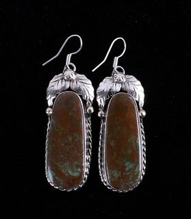Navajo Turquoise Mountain Sterling Silver Earrings