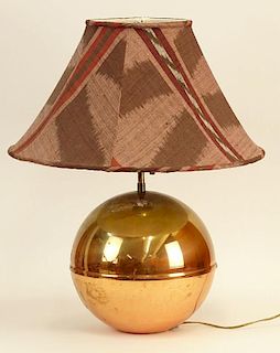 Karl Springer Globe Table Lamp With Original Shade.