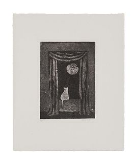 GOREY, Edward (1925-2000). Cat in Window observing Night Moon. [New York: Gotham Book Mart, 1985].  