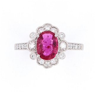 Extremely Rare Unheated Natural Ruby Diamond Ring