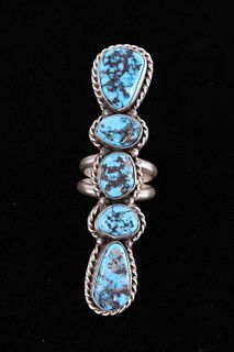 Navajo Betta Lee Kingman Turquoise Silver Ring