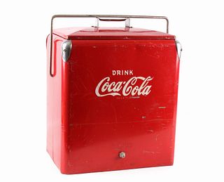 Vintage Coca Cola Metal Picnic Cooler c. 1950's