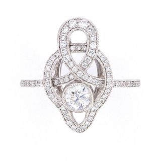Antique Style Delicate Diamond Platinum Ring