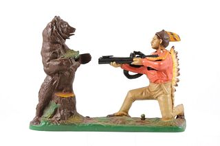 “Indian and Bear” Mechanical Bank by J. & E.Steven