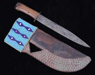 Crow Tacked & Beaded Sheath & Knife 1890-1900's
