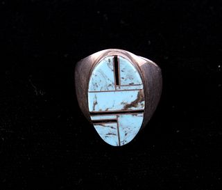 Navajo Wilbert Grey Turquoise Mtn. Sterling Ring