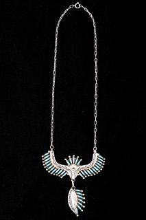 Zuni Sterling Turquoise Petite Point Necklace
