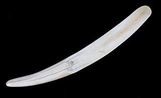 19th C. Eskimo Inuit Walrus Tusk Ivory Page Turner