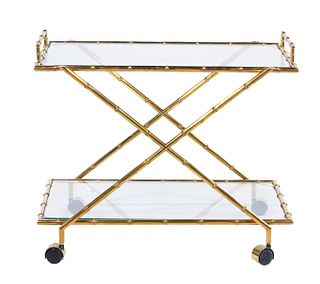 Italian Glass & Brass Bamboo Bar Cart