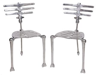 Pair Michael Aram Aluminum 'Skeleton' Chairs