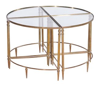 Circular Brass & Glass 4 Part Low Tables