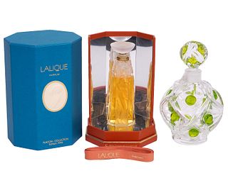 2 Lalique Perfume Bottles 1 Unopened in Box
