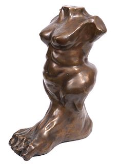 Mid-Century Surreal Bronze Statue Torso & Foot