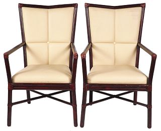 Pr. McGuire High Back Rattan Chairs
