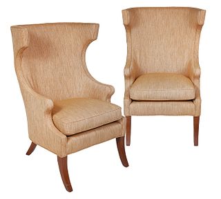 Pair of Mid-Century Wingback Chairs Klismos Style