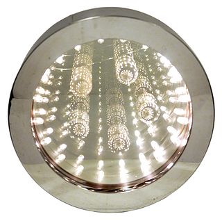 Round Chrome Infinity Mirror Style of Curtis Jere