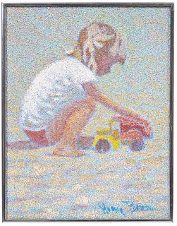 Henry Benson 'Toys on the Beach' Oil Painting