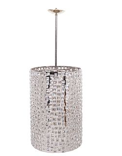 Large Cylindrical Crystal & Chrome Chandelier