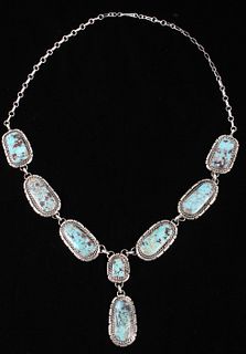 Navajo B. Lee Apache Turquoise & Sterling Necklace