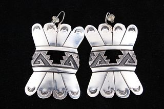 Navajo T&R Singer Sterling Hand Stamped Earrings