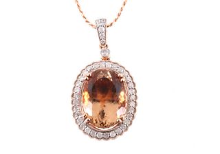 Amazing 11.76 cts. Morganite & Diamond Necklace