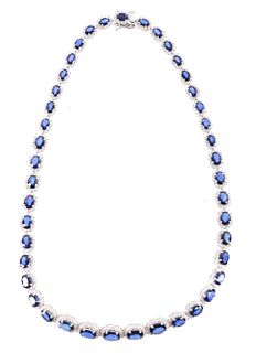 EXCELLENT Blue Sapphire & Diamond Necklace