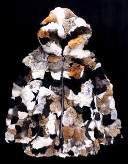 Patchwork Mixed Fur Coat with Fur-Lined Hood