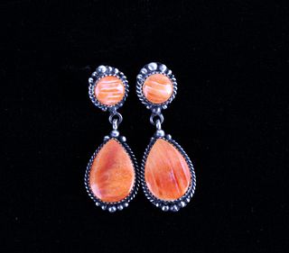 Navajo Spiny Oyster Sterling Silver Earrings