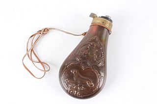 Dixon & Sons Hunting Dogs Copper Powder Flask