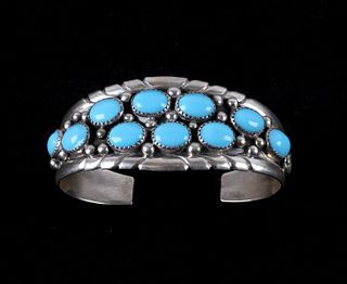 Navajo Sleeping Beauty Turquoise Sterling Bracelet