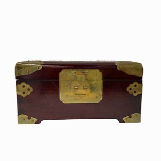 Chinese Hand Made Wooden and Jade Jewelry Box
