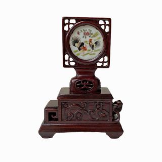 Hand Painted Chinese Picture in Wooden Stand
