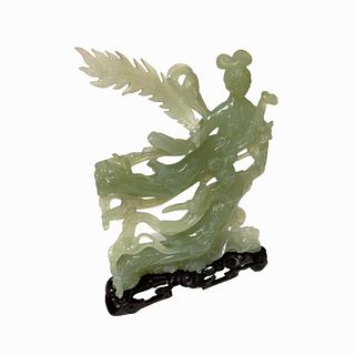Chinese Jade Dual Geisha Sculpture
