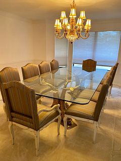 Brass Koi Fish Dining Room Table with (10) Chairs