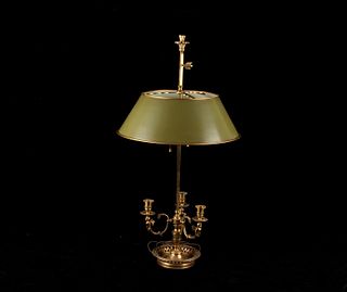 Kessler Brass Bouilotte Lamp W/ Tolle Peinte Shade
