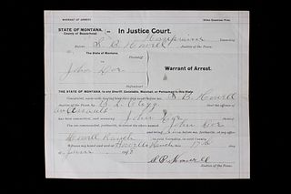 Dillon Montana John Doe Warrant of Arrest 1918
