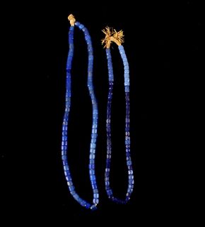 African Cobalt Glass Trade Bead Necklaces