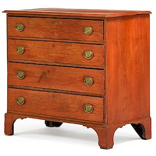 CHIPPENDALE POPLAR CHEST OF DRAWERS