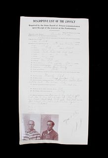 Deer Lodge Montana Prison Intake Document, 1911
