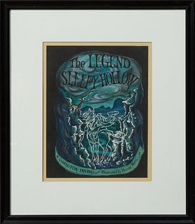 Harvey Sherman Harris (1915-1999, Baton Rouge, Louisiana), "Legend of Sleepy Hollow," 20th c., gouache, titled upper center, signed...