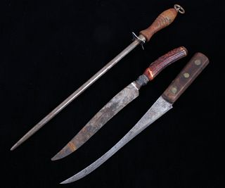 Frontier Skinning Knives & Sharpening Steel c 1800