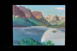 Carl Tolpo St. Mary's Lake Oil Painting c.1965