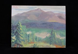 Original Carl Tolpo Long's Peak Oil Painting c1965