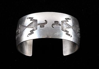Navajo M. Thomas Sterling Silver Engraved Bracelet