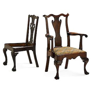 AMERICAN CHIPPENDALE MAHOGANY CHAIRS