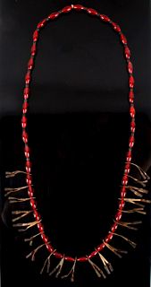 Plains Indian Trade Bead & Jingle Cone Necklace